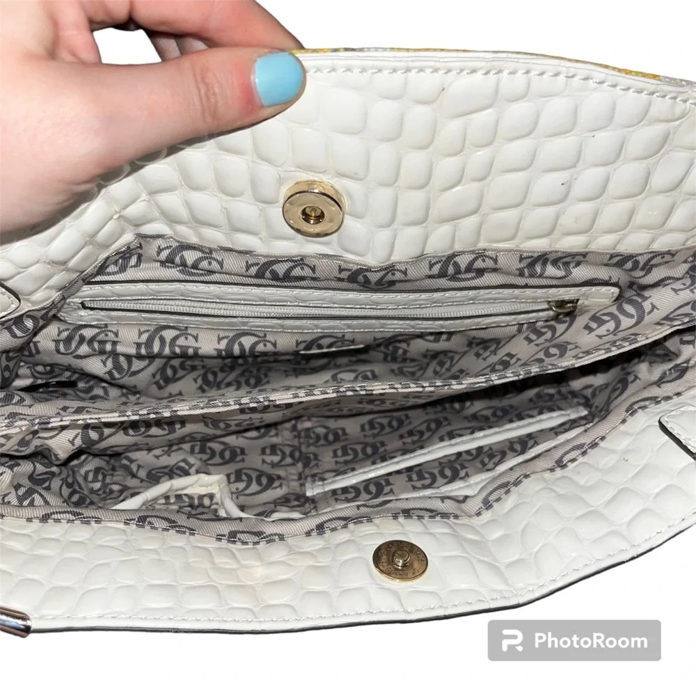 GUESS Liliana Yellow Tan White Floral Clutch Purse Crossbody Bag